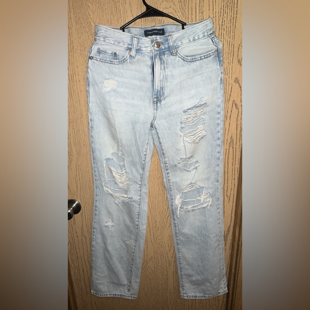 Distressed Light Blue Jeans